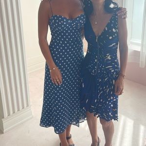 Reformation Juliette Dress Size 2 Blue and White Polka Dots